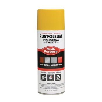 Rust-Oleum 1644830 12 oz. Aerosol Can Industrial Choice 1600 System Multi-Purpose Enamel Spray Paint - Flat Safety Yellow (6/Carton)