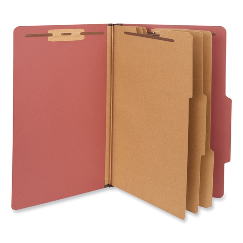 File Folders | Universal UNV10295 3 Dividers 8 Fasteners 8-Section Pressboard 3 in. Expansion Classification Folders - Legal Size, Red Exterior (10/Box) image number 0