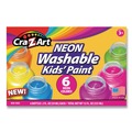 Arts & Crafts Supplies | Cra-Z-Art 106466 2 oz Neon Washable Kids' Paint - Assorted Neon Colors (6/Set) image number 0