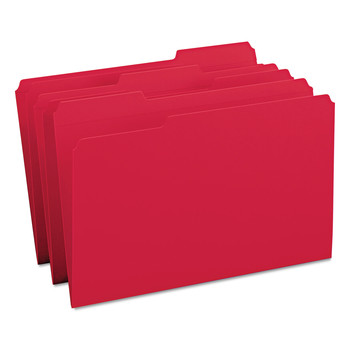 Smead 17734 0.75 in. Expansion Assorted 1/3-Cut Tabs Legal Size Reinforced Top Tab Colored File Folders - Red (100/Box)