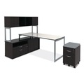 Office Filing Cabinets & Shelves | Alera ALELS583020ES Open Office Desk Series 29.5 x 19.13 x 22.88 Legal/Letter Low File 2-Drawer Cabinet Credenza - Espresso image number 3