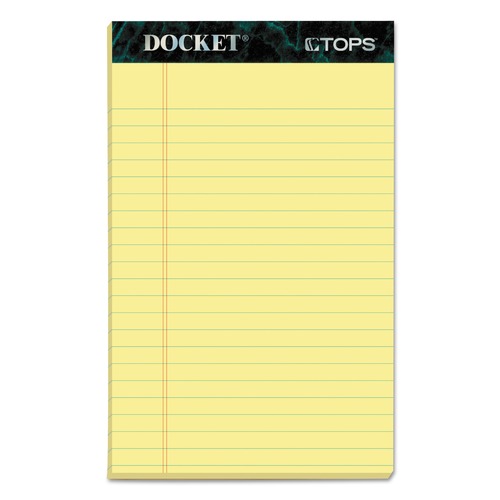 Notebooks & Pads | TOPS 63350 Docket 5 in. x 8 in. Ruled Perforated Pads - Narrow, Canary-Yellow (50 Sheets/Pad, 12 Pads/Pack) image number 0