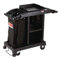 Cleaning Carts | Suncast Commercial HKCCT100 23.25 in. x 53.18 in. x 46.57 in. 1 Shelf Plastic Compact Standard Housekeeping Cart - Black image number 0