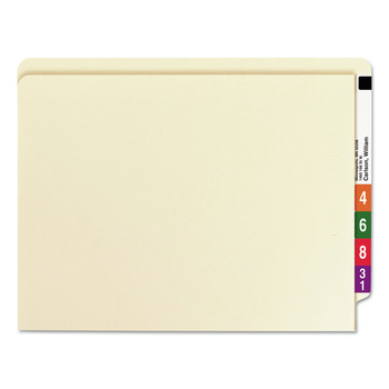 Smead 34100 0.75 in. Expansion 1 Fastener Letter Size Interior Front-Cover Pocket Heavyweight End Tab Fastener Folders - Manila (50/Box)