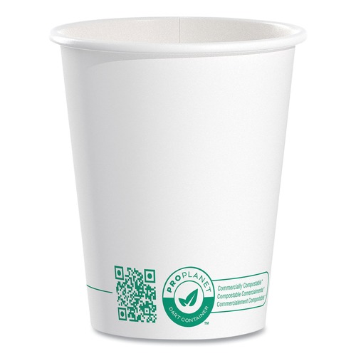 Cups and Lids | SOLO 370PLA-PLANET 10 oz Compostable Paper Hot Cups - White/Green (20/Carton) image number 0