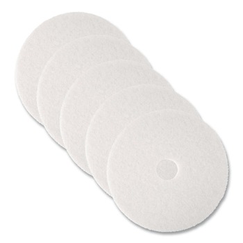 3M 4100-19 19 in. Low-Speed Super Polishing Floor Pads - White (5/Carton)
