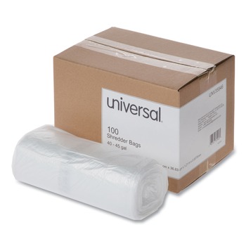 PAPER SHREDDERS AND ACCESSORIES | Universal UNV35946 40 - 45 Gallon Capacity, High-Density Shredder Bags - Clear (100/Box)