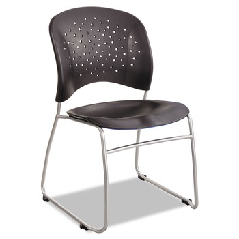 Safco 6804BL Reve 19.75 in. x 23.5 in. x 33.5 in. Guest Chair with Sled Base - Black Seat/Black Back/Silver Base (2/Carton)