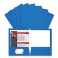 File Folders | Universal UNV56419 11 in. x 8.5 in. Cardboard Paper Laminated Two-Pocket Folder - Blue (25/Pack) image number 1
