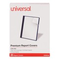 Report Covers & Pocket Folders | Universal UNV56138EE 1/2 in. Capacity Letter Size Tang Clip Plastic Report Covers - Clear/Dark Blue (25/Box) image number 0