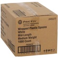 Cutlery | Pactiv Corp. FKSWCH Plastic Mediumweight Spoon Individually Wrapped Fieldware Cutlery - White (1000/Carton) image number 2