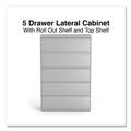 Office Filing Cabinets & Shelves | Alera 25514 42 in. x 18.63 in. x 67.63 in. Roll-Out Posting Shelf 5 Lateral File Drawer - Legal/Letter/A4/A5 Size - Light Gray image number 6