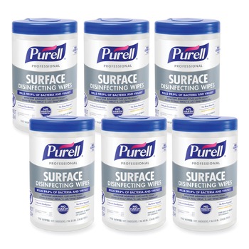 PURELL 9342-06 1-Ply 7 in. x 8 in. Fresh Citrus Professional Surface Disinfecting Wipes - White (6 Canisters/Carton)