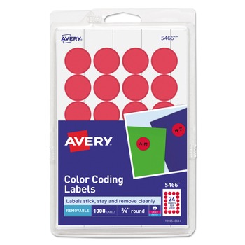 Avery 05466 Printable Self-Adhesive Removable 0.75 in. Color-Coding Labels - Red (24/Sheet, 42 Sheets/Pack)