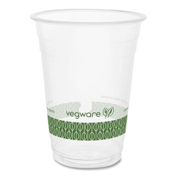 Vegware R500Y-G 16 oz. 96-Series Compostable Cold Cup - Clear/Green (1000/Carton)