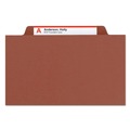 File Folders | Smead 19092 Eight SafeSHIELD Fasteners 2/5-Cut Tabs 3 Dividers Legal Size Pressboard Classification Folders - Red (10/Box) image number 2