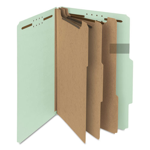 File Folders | Smead 19093 3 in. Expansion 3 Dividers 8 Fasteners Legal Size Recycled Pressboard Classification Folders - Gray-Green (10/Box) image number 0