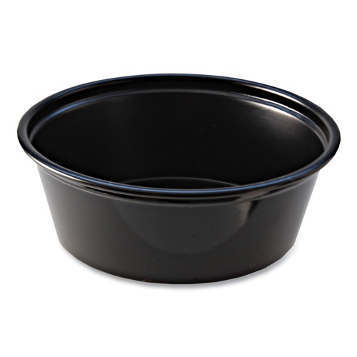 Cups and Lids | Fabri-Kal PC150SB 1.5 oz. Squat Portion Cups - Black (2500/Carton) image number 0