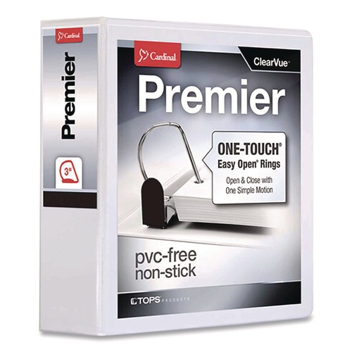Binders | Cardinal 10330 3 in. Capacity 11 x 8.5 Premier Easy Open ClearVue Locking Slant-D Ring Binder - White image number 0