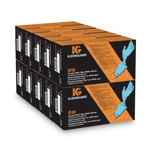Disposable Gloves | Ansell 54189 G10 Comfort Plus Blue Nitrile Gloves - Extra Large, Light Blue (100/Box) image number 0
