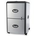 Office Filing Cabinets & Shelves | Storex 61352U01C 19 in. x 15 in. x 23 in. 2 Letter File Drawers Mobile Filing Cabinet with Metal Siding and Top-Drawer Organizer Tray - Silver/Black image number 1