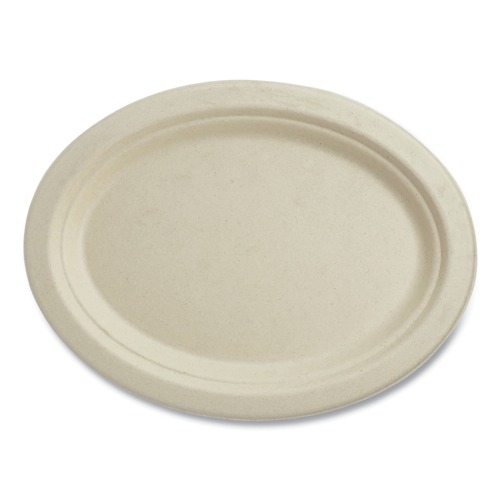 Bowls and Plates | World Centric PLSCU12OLFS 9.9 in. x 12 in. Fiber Oval Plates - Natural (500/Carton) image number 0