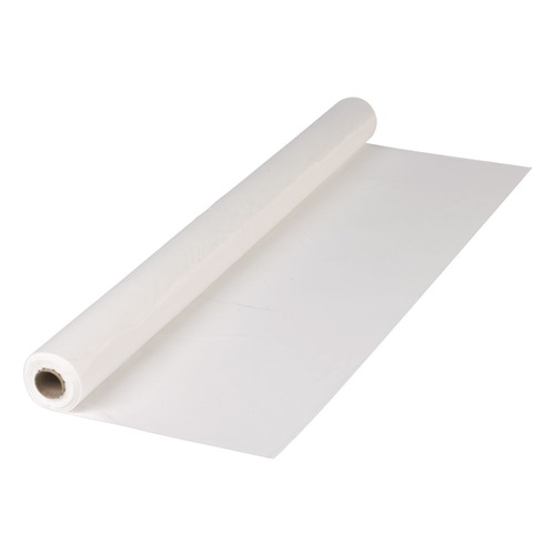  | Hoffmaster 114000 40 in. x 300 ft. Plastic Roll Tablecover - White (1/Carton) image number 0