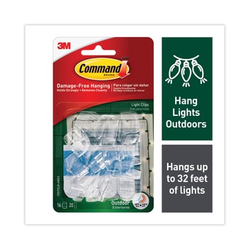 Command 17017CLR-AWES Small Plastic All Weather Hooks and Strips - Clear (24/Pack)