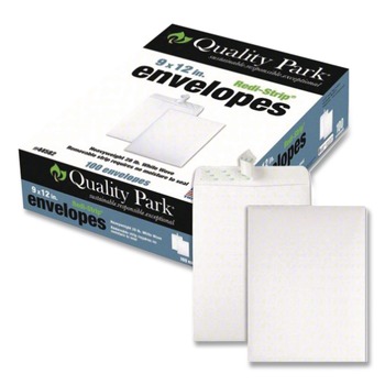 Quality Park QUA44682 Redi-Strip 9.5 in. x 12.5 in. No. 12-1/2 Cheese Blade Flap Adhesive Closure Catalog Envelope - White (100/Box)
