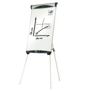 Quartet EU500E 27 in. x 39 in. Euro Magnetic Presentation Easel - White Surface, Satin Aluminum Frame