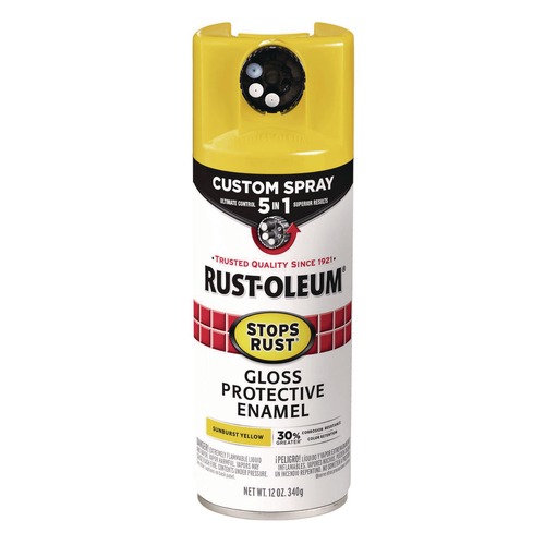 Painting | Rust-Oleum 376898 Stops Rust 5-in-1 Spray Paint, Gloss Sunburst Yellow, 12 oz Aerosol Can image number 0