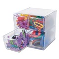 Desktop Organizers | Deflecto 350301 6 in. x 7.2 in. x 6 in. 4 Compartments 4 Drawers Stackable Plastic Cube Organizer - Clear image number 6