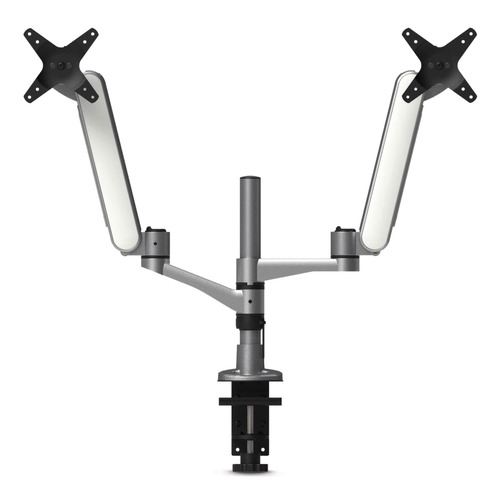 Monitor Stands | Kantek MA320 360 Degree Rotation/105 Degree Tilt/360 Degree Pan Supports 20 lbs. Multi-Directional Dual Monitor Arm for 30 in. Monitors - Silver/White image number 0