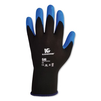 DISPOSABLE GLOVES | KleenGuard 40227 240 mm Length G40 Nitrile Coated Gloves - Large/Size 9, Blue (12/Pack)