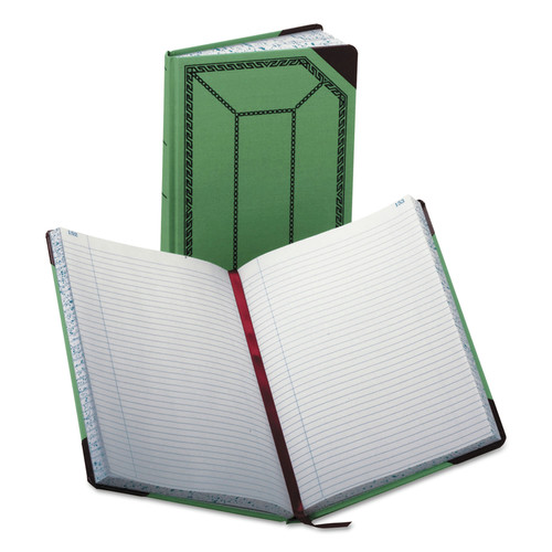 Notebooks & Pads | Boorum & Pease 67 1/8-300-R 12.13 x 7.44 Sheets Record-Style Rule Account Record Book - Green/Black/Red Cover image number 0