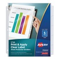 Just Launched | Avery 75500 Print and Apply Index Maker 11 in. x 8.5 in. Clear Label Sheet Protector Dividers with 5 White Tabs (1/Set) image number 0