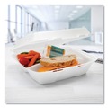 Food Trays, Containers, and Lids | Dart 90HTPF3VR 9.01 in. x 9.4 in. x 3.1 in. 3-Compartments Insulated Foam Hinged Lid Containers - White (200/Carton) image number 4