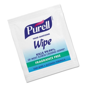 PURELL 9022-10 5 in. x 7 in. Individually Wrapped Sanitizing Hand Wipes - Unscented, White (100/Box)