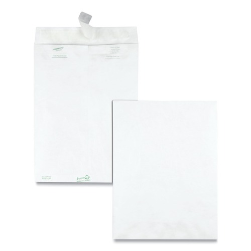 Envelopes & Mailers | Survivor QUAR1460 9 in. x 12 in. #10 1/2 Square Flap Redi-Strip Adhesive Closure Lightweight 14 lbs. Tyvek Catalog Mailers - White (100/Box) image number 0
