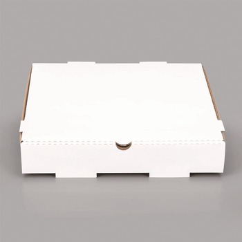 Karat FP-PBF12W 12 in. x 12 in. x 1.97 in. Corrugated Paper Boxes - White/Brown (50/Bundle)