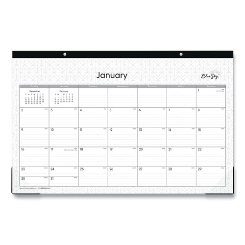 Bulletin Boards | Blue Sky 111293 17 in. x 11 in. 12-Month (Jan-Dec 2026) Enterprise Desk Pad - White/Gray Sheets/Black Binding/Clear Corners image number 0