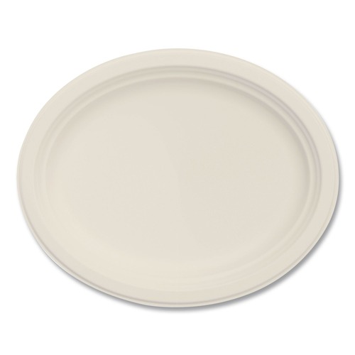 Bowls and Plates | Dart 12FBRPLR1 12 in. Diameter Compostable Molded Fiber Platter Dinnerware - Natural (500/Carton) image number 0