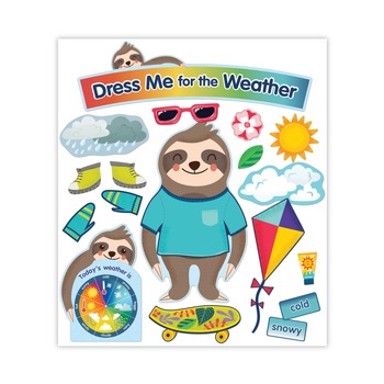  | Carson-Dellosa 110487 54-Piece 23.5 in. x 7.5 in. Dress Me for the Weather Curriculum Bulletin Board Set - Multicolor