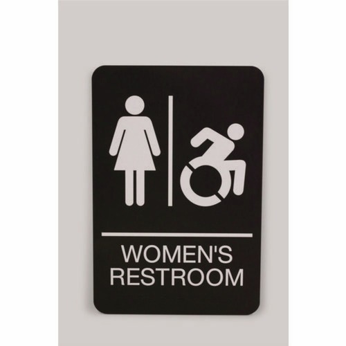 Floor Signs & Safety Signs | Headline Sign 7778 6 x 9 Women's Restroom ADA Sign - Black Face/White Graphics image number 0