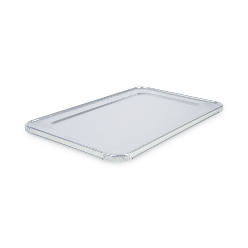  | Boardwalk BWKLIDSTEAMFL 12.88 in. x 20.81 in. x 0.63 in. Aluminum Steam Table Pan Lids (50/Carton) image number 0