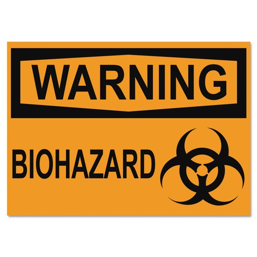 Floor Signs & Safety Signs | Headline Sign 5498 10 in. x 14 in. WARNING BIOHAZARD OSHA Safety Signs - Orange/Black image number 0