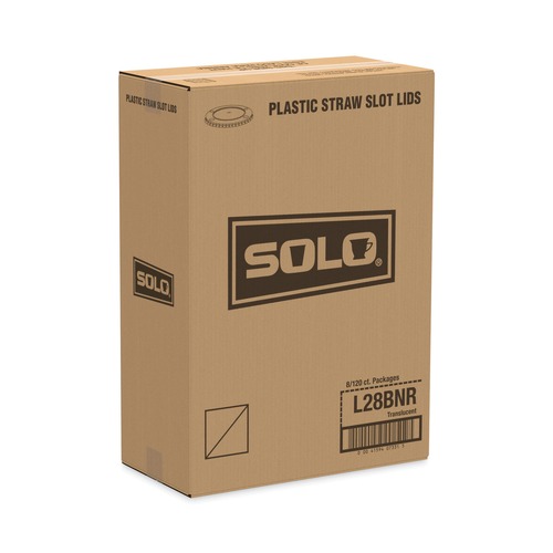 Cups and Lids | SOLO L28BNR Polystyrene Plastic Flat Straw-Slot Cold Cup Lids Fits 28 oz Cups - Translucent (960/Carton) image number 0