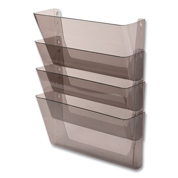 Deflecto 73402 DocuPocket 13 in. x 4 in. 4 Sections Letter Size Stackable Four-Pocket Wall File - Smoke