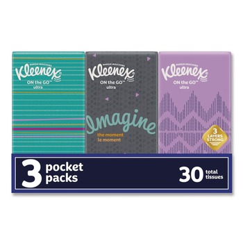 Kleenex 11976 On The Go Packs 3-Ply Facial Tissues - White (36/Carton)