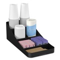 Breakroom Supplies | Mind Reader COMP7BLK 7.75 in. x 16 in. x 5.25 in. 7-Compartment Trove Coffee Condiment Organizer - Black image number 0